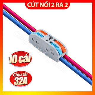 Combo 10 chiếc cút nối dây điện đôi siêu nhanh PCT-222 - chịu tải 32A - dây tối đa 2,5mm