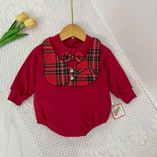 Body Tết bé trai 0 24 tháng Nina Kids Boutique Đồ Noel cho bé trai sơ sinh Màu đỏ Chất cotton Bộ công tử cho bé dài tay
