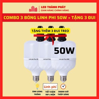 [Tặng Đui] COMBO 3 Bóng đèn LED LINH PHI 50W + TẶNG 3 ĐUI siêu sáng tiết kiệm điện, LED BULB trụ chống nước