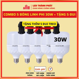 [Tặng Đui] COMBO 5 Bóng đèn LED LINH PHI 30W + TẶNG 5 ĐUI siêu sáng tiết kiệm điện, LED BULB trụ chống nước