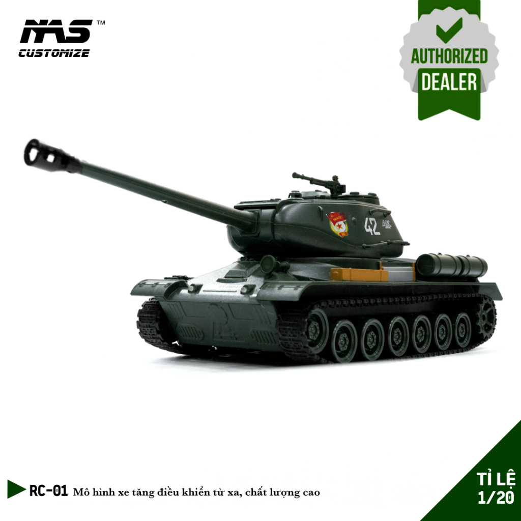 [NAS] Mô hình xe tăng điều khiển từ xa IS-2 tỉ lệ 1/20, có IR chơi trân giả, xe tăng Nga T34-85