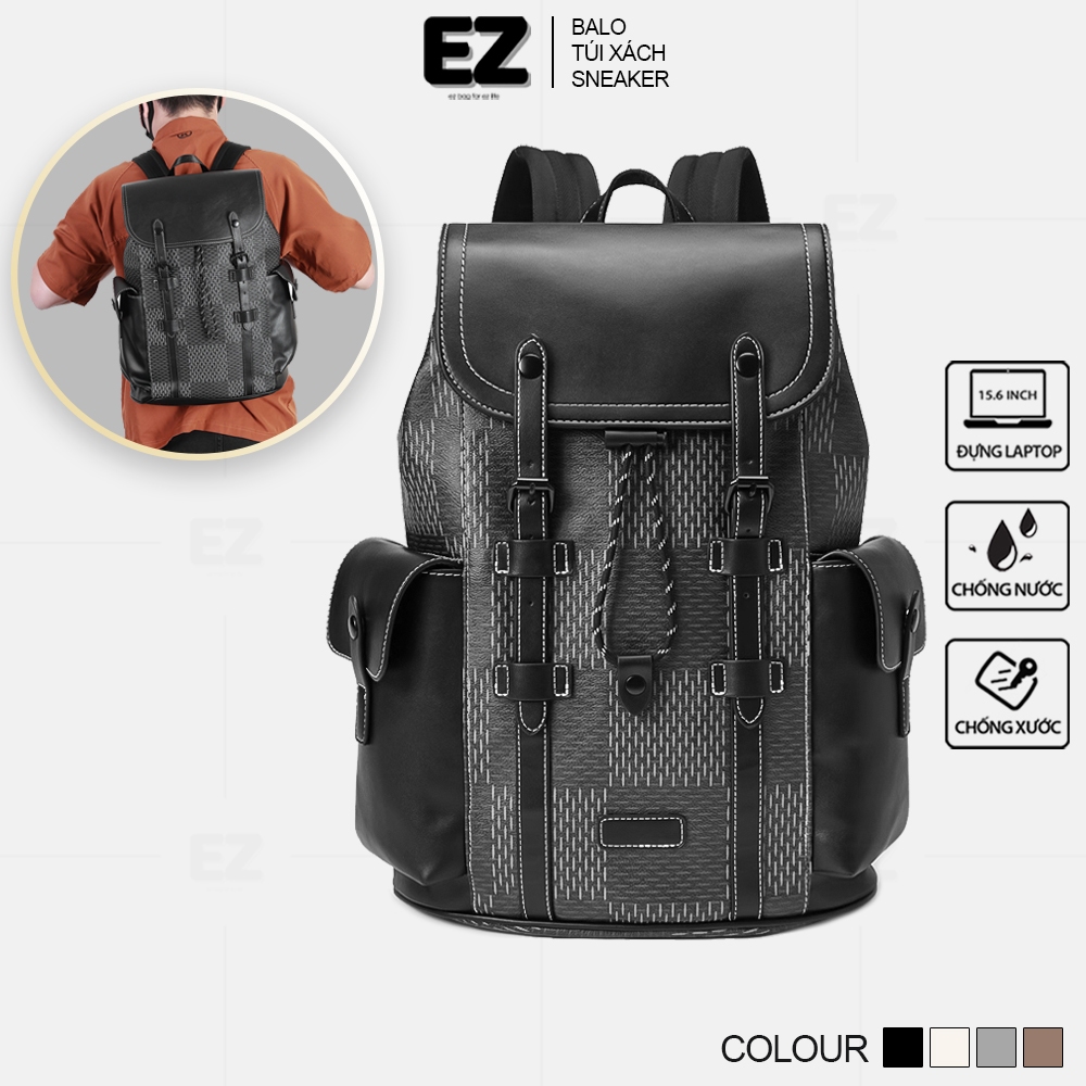 Balo đi học da thời trang EZ BALO BLD22 Cặp da đi học đựng laptop 15.6 inch , Balo da nam nữ đẹp