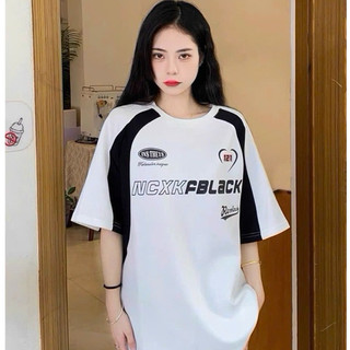 Áo thun Rio cổ tròn tay lỡ dáng rộng NCXXBLACK phối 2 màu trắng đen  nam nữ mặc được [FREESHIP]