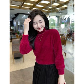 Áo len nữ lông thỏ trơn kiểu dáng xuông chất len thỏ mềm mịn tay bồng siêu xinh Evclothes