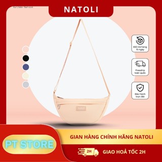 Túi đeo chéo nữ NATOLI T26 hình bán nguyệt, túi bánh bao chần bông màu hồng chống nước tốt