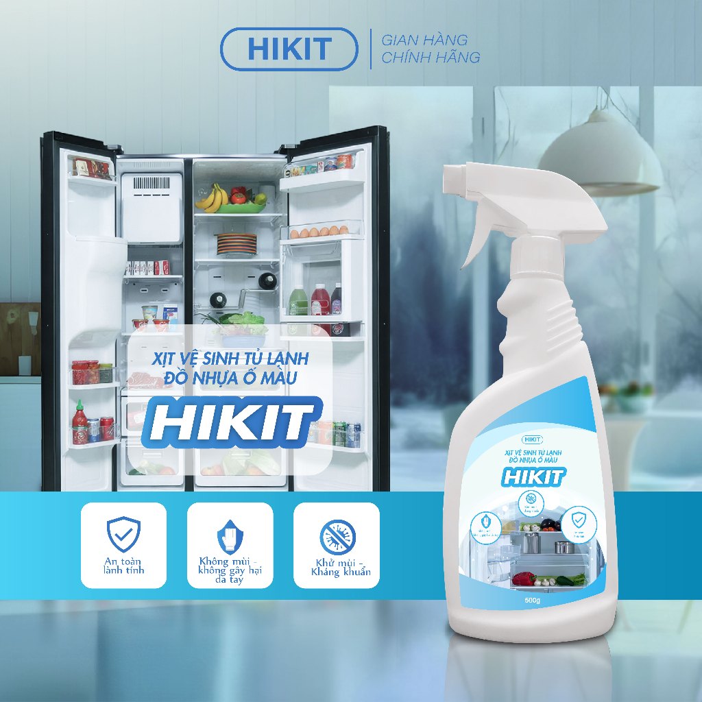Chai Xịt Vệ Sinh Tủ Lạnh HiKit 500g - Khử Mùi, Làm Sạch Tủ Lạnh, Lò Vi Sóng