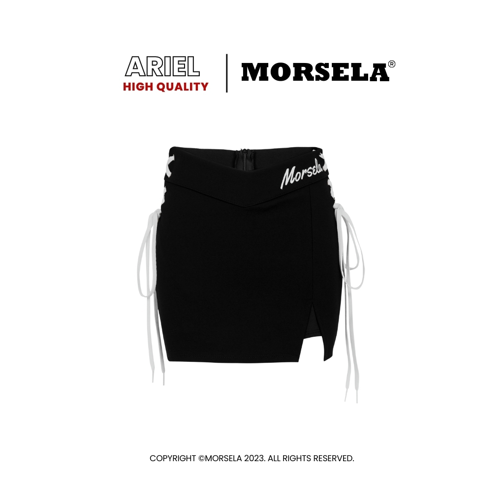 MORSELA® chính hãng - Chân váy ngắn ôm body ARIEL xẻ tà đùi form chữ A thêu logo phong cách sexy kèm quần bảo hộ trong