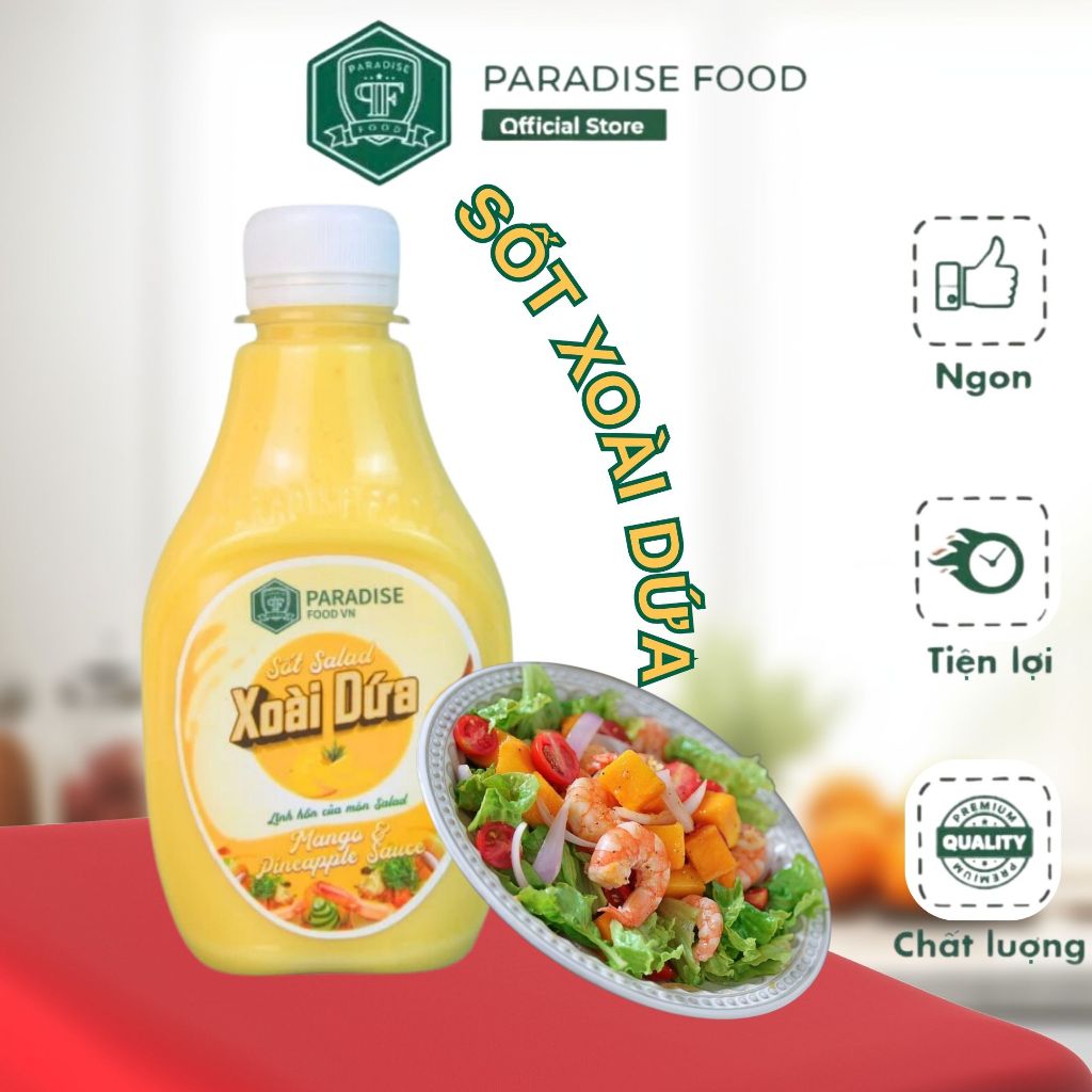 Sốt Xoài Dứa PARADISE - Sốt salad rau, hoa quả, chấm hải sản đồ nướng làm gỏi - 250ml