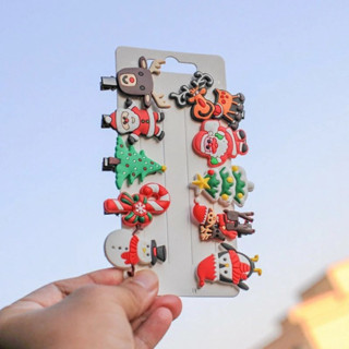  Set 10 kẹp tóc Noel vỉ 10 cặp tóc Noel  1 vỉ nguyên 10c  quà tặng Noel cho học sinh giá rẻ 