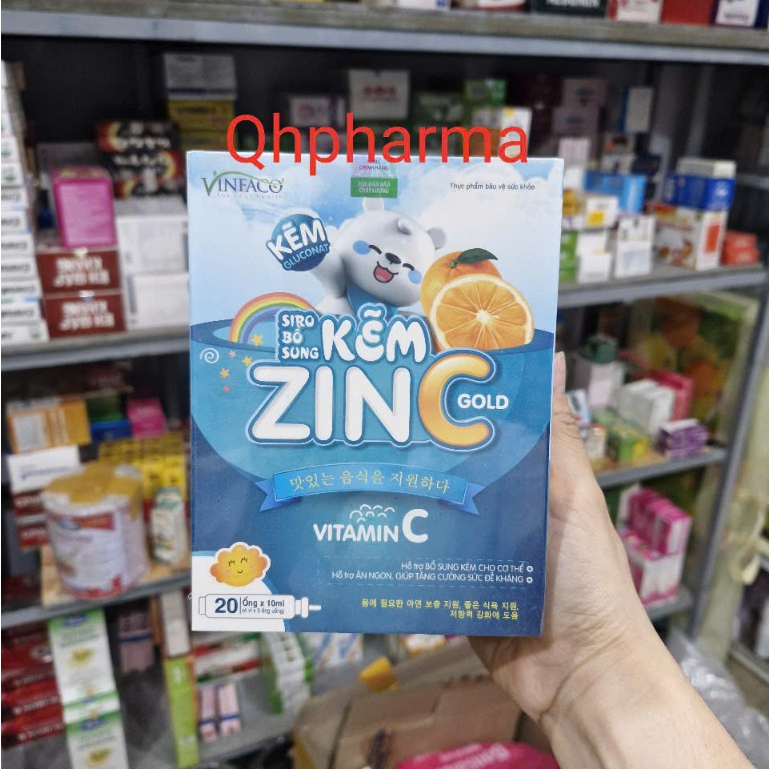 Kẽm ZINC GOLD hộp 20 ống giúp bổ sung KẼM và Vitamin C cho bé yêu khỏe mạnh.