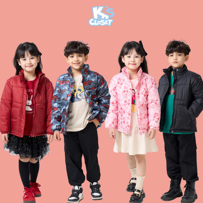 Áo Khoác Phao Dài Tay K'S CLOSET, Chất Liệu Polyester Cho Bé Trai Và Bé Gái Từ 10-55kg (2-14 Tuổi) KT263FOF, KT128FIF