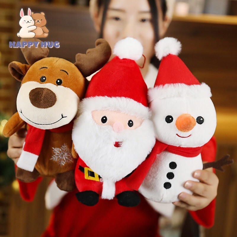 Thú bông siêu nhân ông già noel người tuyết tuần lộc quà noel cho bé