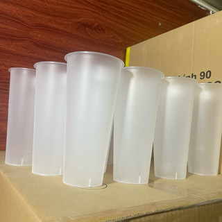 Combo 50 bộ ly tim dầy bao gồm nắp 500-700ml màu Trong suốt - nhám - vàng