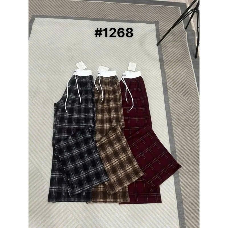 Quần kẻ suông ống rộng vải Dạ  tàu có giãn from rộng  hàng quảng châu siêu đẹp | BigBuy360 - bigbuy360.vn
