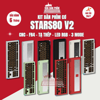[Hàng Sẵn] Kit bàn phím cơ stars80 v2 không dây cnc, hotswap, led rgb , plate fr4, thiết kế pha lê , hỗ trợ qmk/via