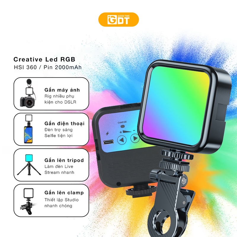 Đèn Led Mini Đèn hỗ trợ quay phim chụp ảnh Đèn RGB  2500-9000K hỗ trợ Ánh Sáng cho Quay Video, Chụp Ảnh, Quay Vlog