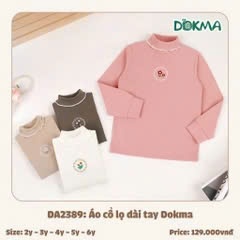 DOKMA- CHÍNH HÃNG Áo cổ lọ bé gái chất liệu cotton nỷ DA2389, 2-6 tuổi