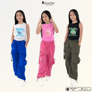 Quần Hiphop túi hộp Amymei bé gái, quần jogger học nhảy. ống rộng thể thao. cho bé 14-50kg HIPHOPBG1
