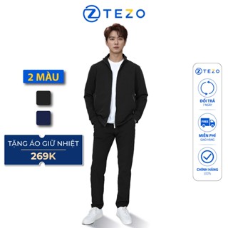 Bộ gió nam Tezo áo khoác gió kéo khoá quần gió thiết kể cổ 5 phân 24AG5T026