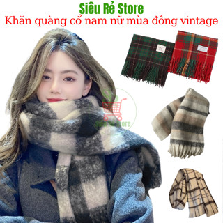 [XẢ HÀNG] Khăn quàng cổ nam nữ Siêu Rẻ Store Khăn choàng cổ mùa đông len lông mịn họa tiết caro vintage cao cấp