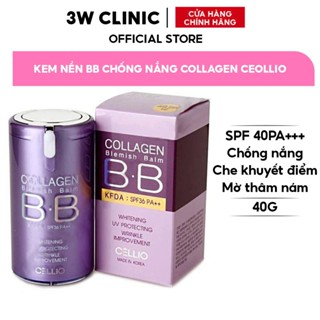 Kem Nền Trang Điểm Chống Nắng BB Cream Collagen Cellio Spf40 Pa+ Hàn Quốc Giúp Da Trắng Sáng