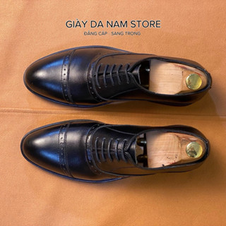 Giày Tây Nam Tăng Chiều Cao 6,5cm - Giày Công Sở Da Bò Nhập Khẩu - Bảo Hàng 12 Tháng ( ĐEN NGANG )