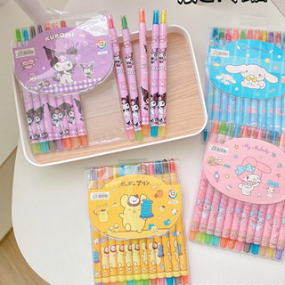 Set 12 Bút Chì Màu Xoay Sáp Dầu Mẫu Hoạt Hình Sanrio