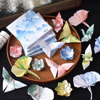  Giấy gấp hạc giấy xếp nghệ thuật origami mẫu cổ điển giấy báo in 2 mặt 40 tờ 