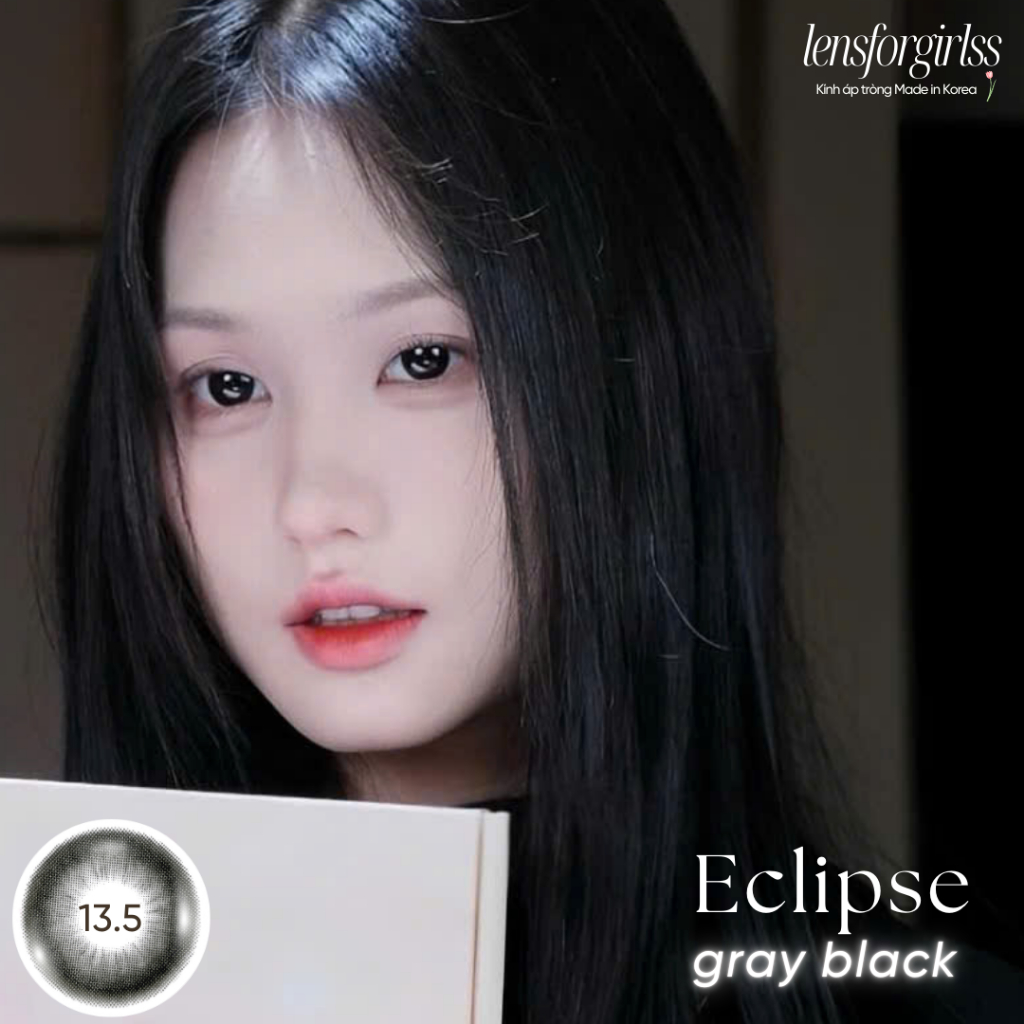 Kính áp tròng GIÃN TRÒNG hack mắt to tròn ECLIPSE GRAY BLACK chính hãng HERA | Lens cận | LENSFORGIRLSS | BigBuy360 - bigbuy360.vn