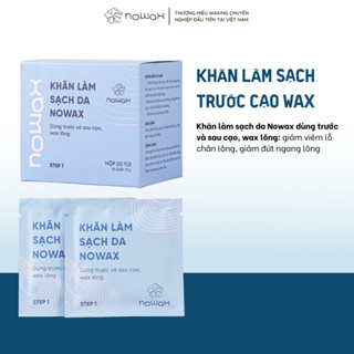 Hộp khăn ướt làm sạch da trước và sau wax Nowax giúp làm sạch bụi bẩn, dầu thừa, vi khuẩn trên da.
