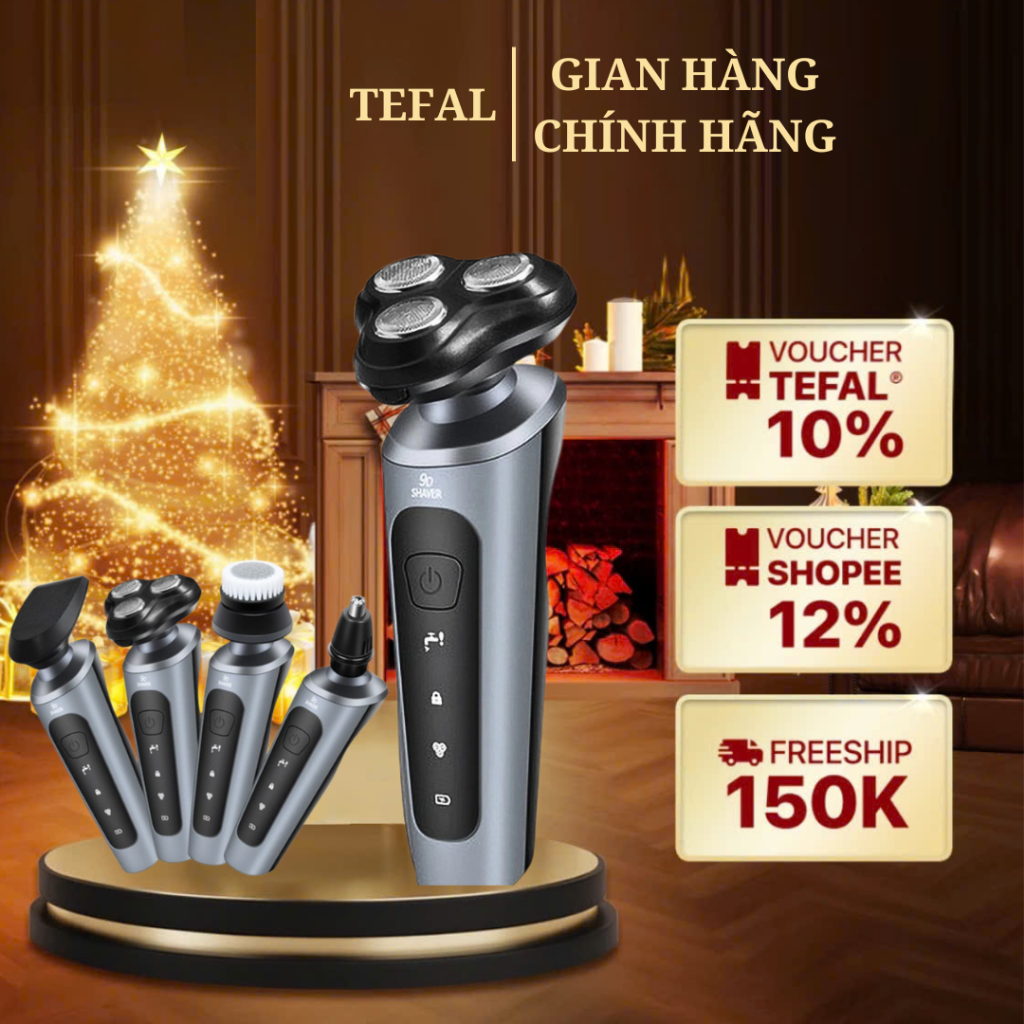 Máy Cạo Râu Nam Shaver 9D Smart Gadgets Kiêm Tỉa Lông Mũi Cao Cấp, 3 Lưỡi Dao Kép, Công Nghệ Chống Nước