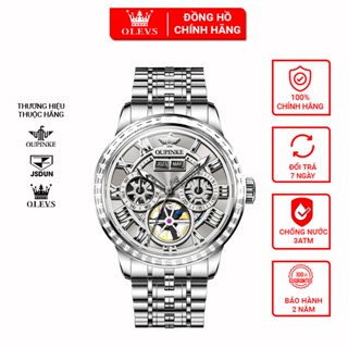 Đồng hồ nam OUPINKE lộ cơ automatic hiện đại chính hãng,Đồng hồ dây thép chống nước chống gỉ,Đồng hồ doanh nhân full box