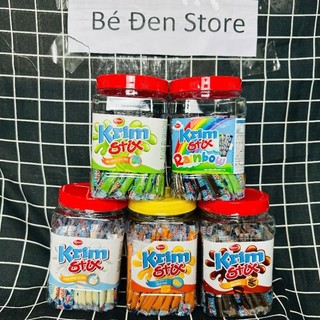  Kẹo mềm Krim Stix 4 loại: Phô Mai Socola Dứa Sữa Rainbow 4 vị  1 hũ 100 que  