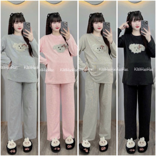  Bộ bầu bộ sau sinh - Bộ Tăm Lông Thỏ Dài Tay Mặc Thu Đông - Nhiều Màu 