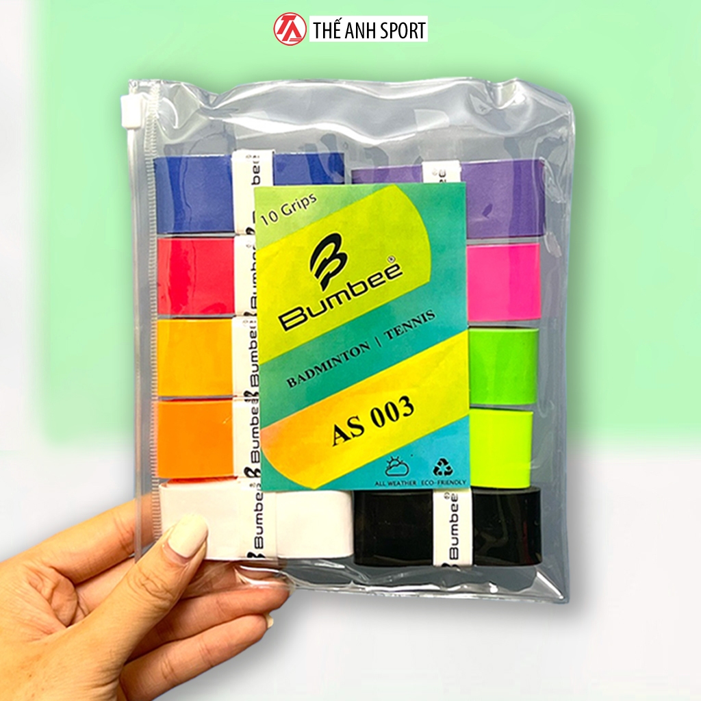 Quấn Cán Cầu Lông - Pickleball Bumbee AS003 Vỉ 10 Chiếc TÚI ZIP Tiện Lợi