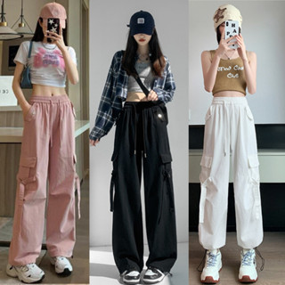 Quần Túi Hộp Nữ Chất Liệu Kaki Bo Gấu Cạp Chun Co Dãn, Quần Kaki Túi Hộp nữ Ống Rộng TS243