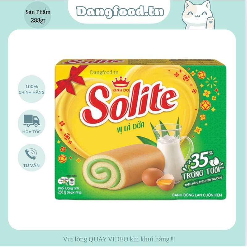 Bánh Bông Lan Cuộn Kem Solite Vị Lá Dứa - Cam Kết Hàng Chính Hãng 100%