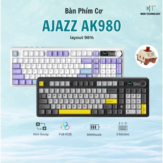 [Sẵn Hàng] Bàn phìm cơ Ajazz Ak980 3 Mode | Mạch Xuôi | Gasket Mount | Led RGB | Plate FR4