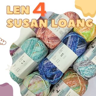[Full Màu] Len Susan 4 Bảng Màu Loang | Len đan móc thú bông | Len không xù không dãn