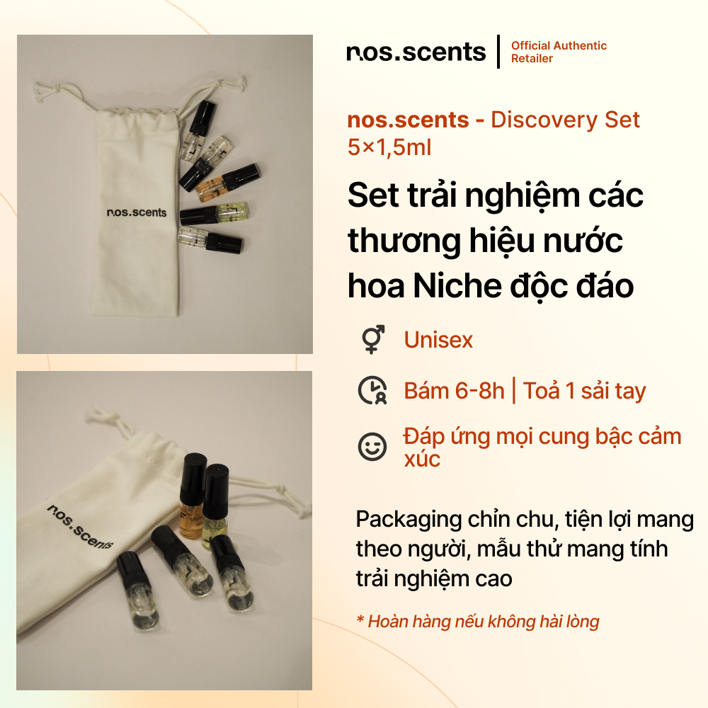 Set nước hoa trải nghiệm 5x1,5ml tiện lợi Discovery Set nosscents - Puritea, LOEWE, GOTI, Meo Fusciu