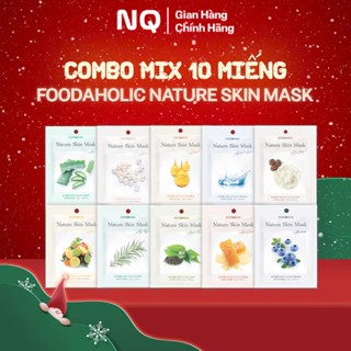 Combo Mix 10 Mặt Nạ Giấy Cấp Ẩm Dưỡng Da Foodaholic Nature Skin Mask 23ml
