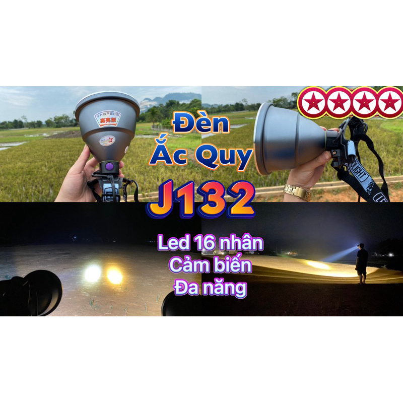 (LED 16 NHÂN, ĐA NĂNG, LINH HOẠT) Đèn Ắc Quy J132  Led 16 Nhân Siêu Sáng Có Cảm Biến