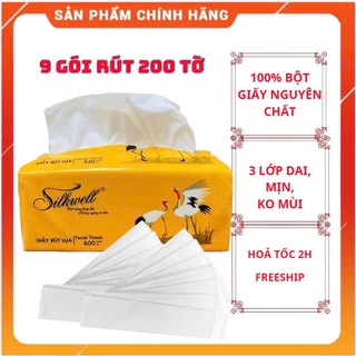 Khăn giấy rút lụa Silkwell 200 tờ x 3 lớp chính hãng