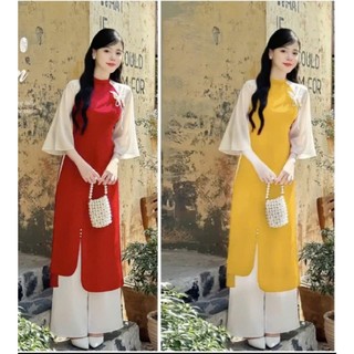 Sét Áo Dài Truyền Thống Chất Liệu Lụa Mango Cao Cấp 💕𝑭𝑹𝑬𝑬𝑺𝑯𝑰𝑷💕[Giá gốc tận xưởng]