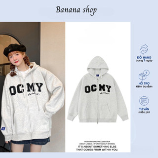 Áo Khoác Nỉ Hoodie Zip Bông In OCMY Form Rộng Nam Nữ Unisex.