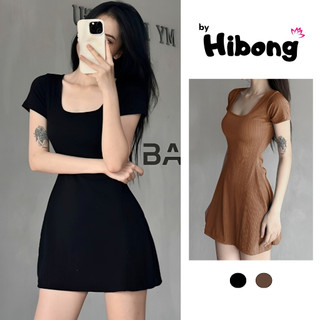 [XẢ HÀNG] Đầm Nữ Tay Ngắn CỔ VUÔNG DÁNG XÒE Chữ A Chất Thun Gân BM141, Váy Dáng Ngắn Kiểu Gợi Cảm Sexy Đẹp - HIBONG