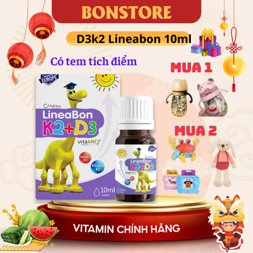 [Chính hãng + chọn quà] D3K2 Lineabon bổsung vitamind3 cho trẻ sơ sinh, giúp hấp thụ canxi, tăng chiều cao