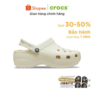 [ CHÍNH HÃNG ] GIÀY CLOG NỮ CROCS PLATFORM CLASSIC - BONE Giày Dép Đế Cao