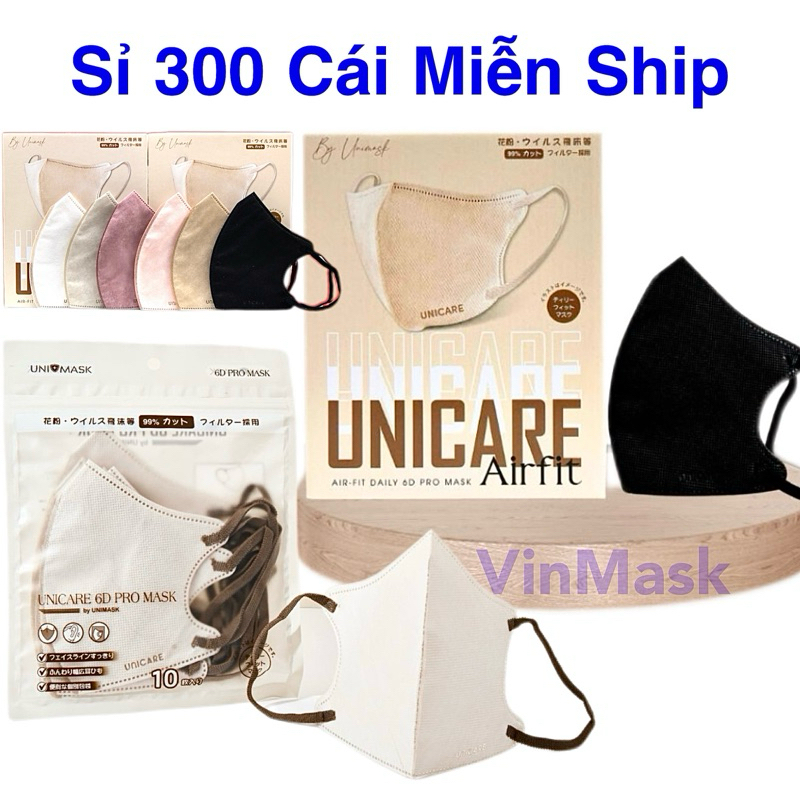 [Sỉ 300 Cái] Khẩu trang 6D PRO UNICARE, hàng cao cấp chính hãng UNI MASK Chống bụi mịn và kháng khuẩ