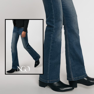 Quần jeans nam ống loe dày dặn Xanh Đậm NGO - Indigo Flare Jeans